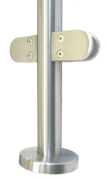 Bodenpfosten f�r Glasgel�nder, 42,4/2,0 mm, 4x Glasklemme 63/45